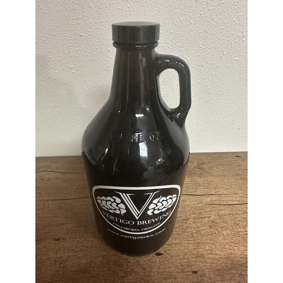 Vertigo Brewing 64 fl. oz Amber Glass Growler Bottle Jug Hillsboro Oregon Beer - Picture 6 of 13